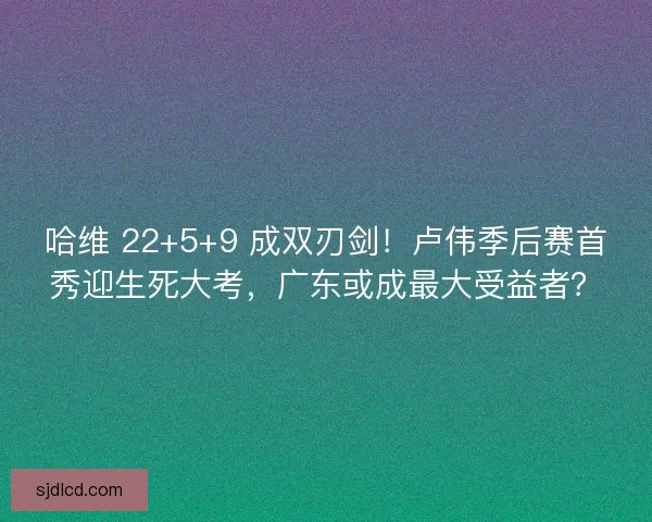 哈维 22+5+9 成双刃剑！卢伟季后赛首秀迎生死大考，广东或成最大受益者？