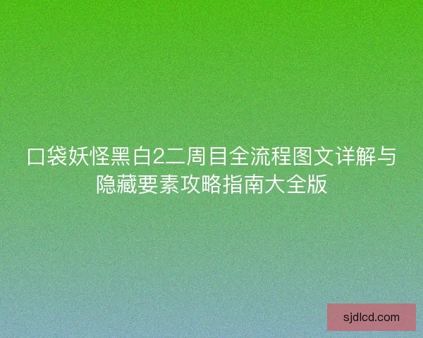 口袋妖怪黑白2二周目全流程图文详解与隐藏要素攻略指南大全版 口袋妖怪黑白2二周目全流程图文详解与隐藏要素攻略指南大全版