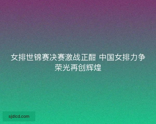 女排世锦赛决赛激战正酣 中国女排力争荣光再创辉煌